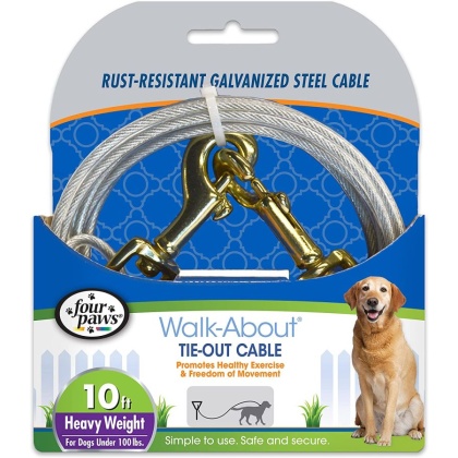 Four Paws Dog Tie Out Cable - Heavy Weight - Black