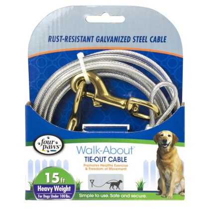 Four Paws Dog Tie Out Cable - Heavy Weight - Black