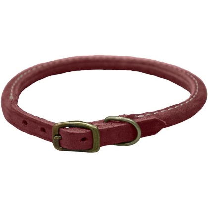Circle T Rustic Leather Dog Collar Brick Red