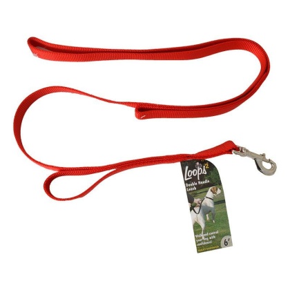 Loops 2 Double Nylon Handle Leash - Red