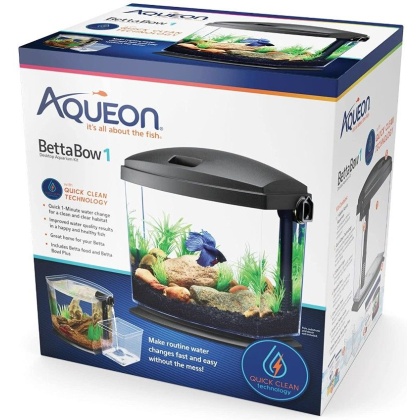 Aqueon BettaBow 1 with Quick Clean Technology Aquarum Kit Black