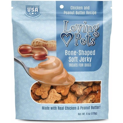 Loving Pets Bone-Shaped Soft Jerky Treats Peanut Butter