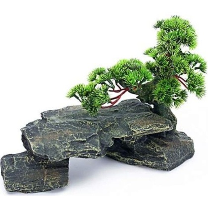 Penn Plax Bonsai Tree on Rocks Aquarium Ornament