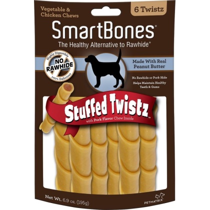 SmartBones Stuffed Twistz Chicken and Peanut Butter Rawhide Free Dog Chew