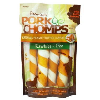 Pork Chomps Twistz Pork Chews - Peanut Butter Flavor