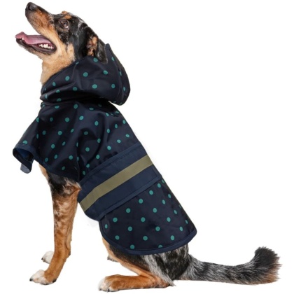 Fashion Pet Polka Dot Dog Raincoat Navy