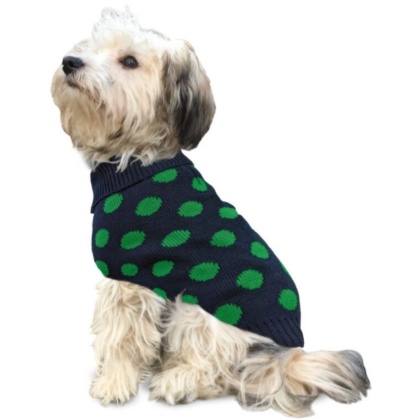 Fashion Pet Contrast Dot Dog Sweater Green