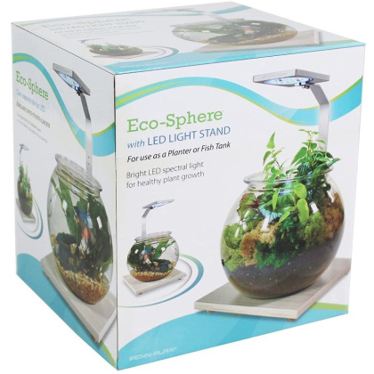 Penn Plax Eco-Sphere Bowl with Plant-Grow LED Light